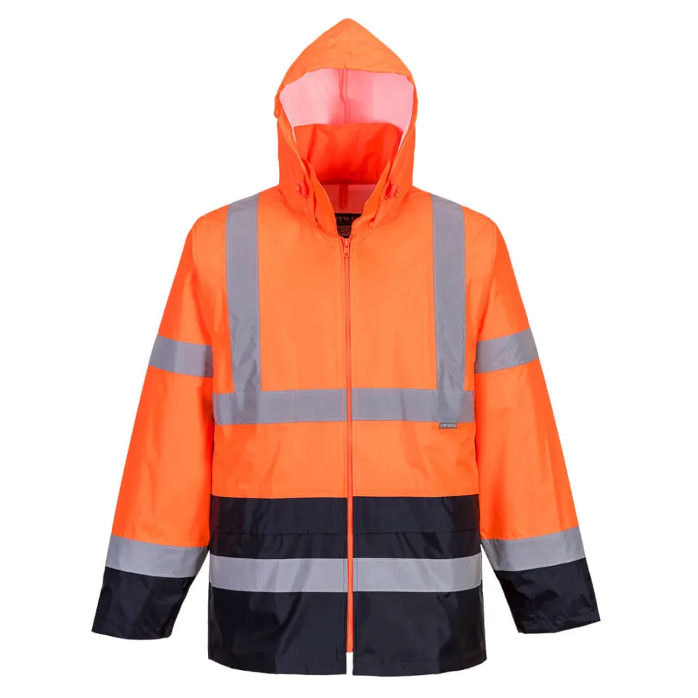 Hi-Vis Klassiek Tweekleuren Regenjack Oranje/marine voorkant
