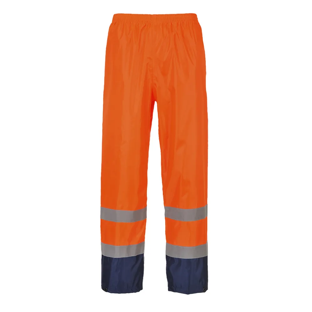 Hi-Vis Klassieke Tweekleuren Regenbroek Oranje/marine voorkant