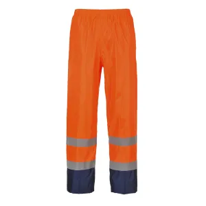 Hi-Vis Klassieke Tweekleuren Regenbroek Oranje/marine voorkant