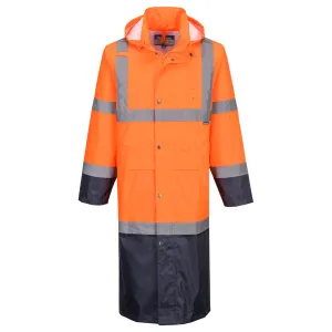 Hi-Vis Contrast Regenjas 122cm Oranje/marine voorkant