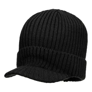 Beanie muts met klep Zwart voorkant