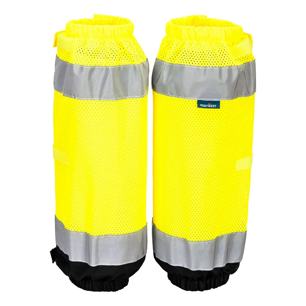 Hi-Vis contrast beenkappen Geel/zwart voorkant