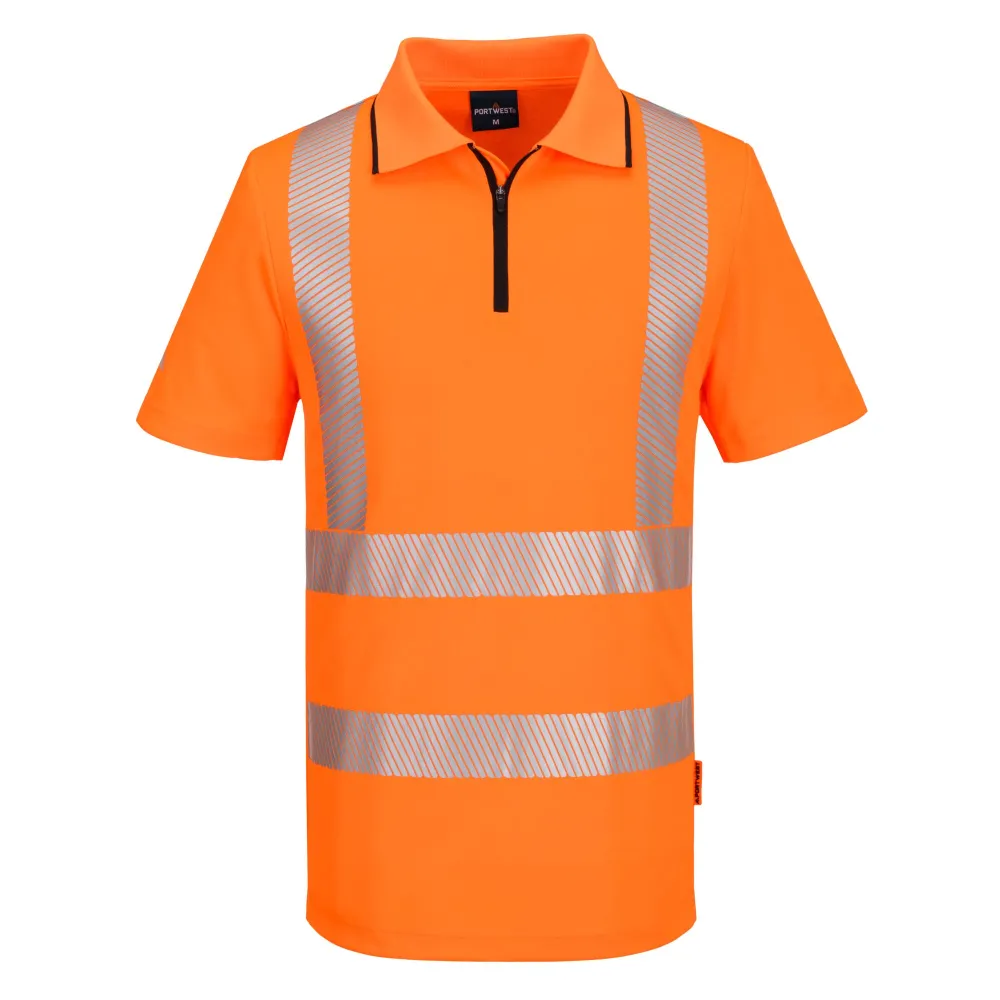KX3 Hi-Vis polo korte mouw met rits Oranje voorkant