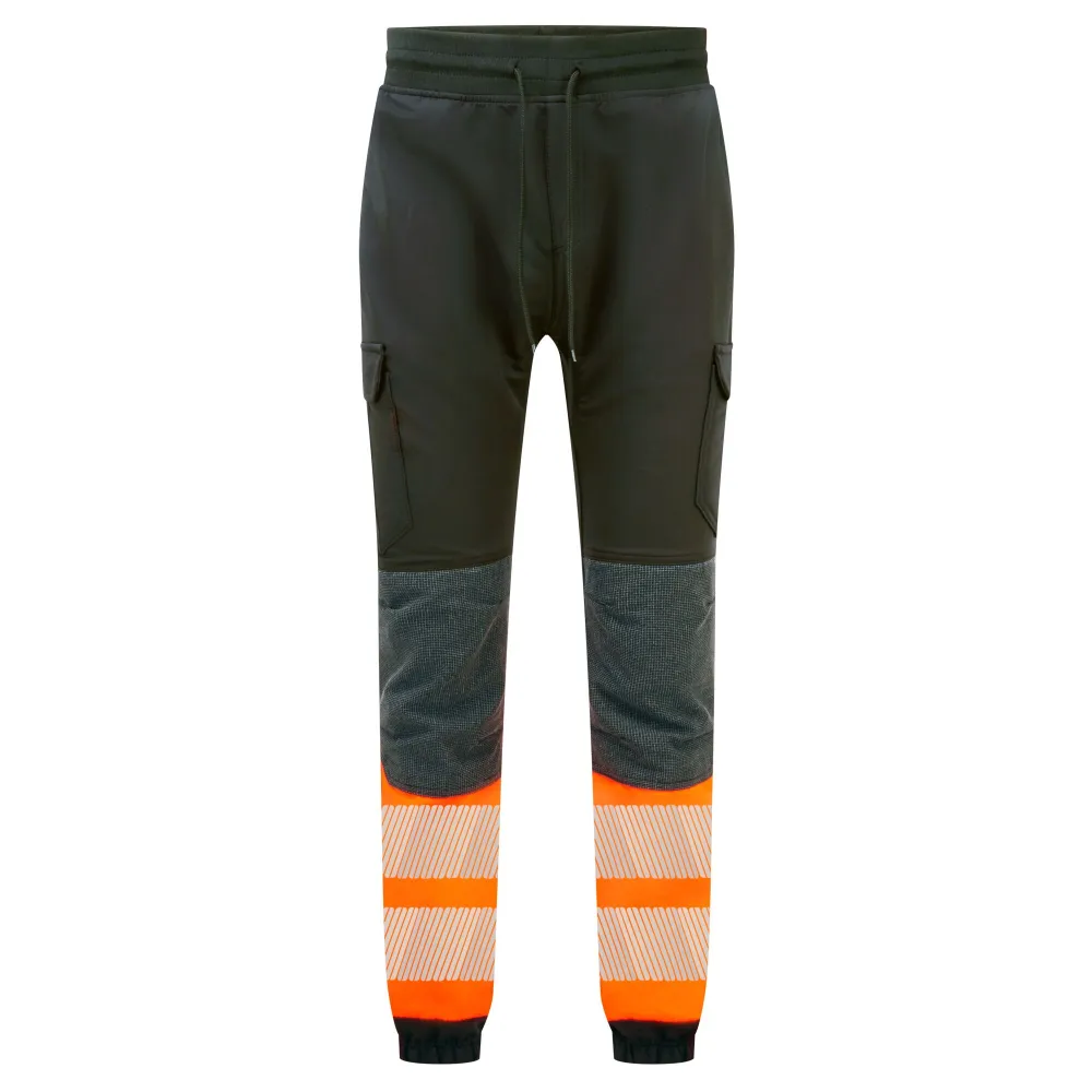 PW3 Hi-Vis Flexi Klasse 1 Jogging Broek Zwart/Oranje voorkant