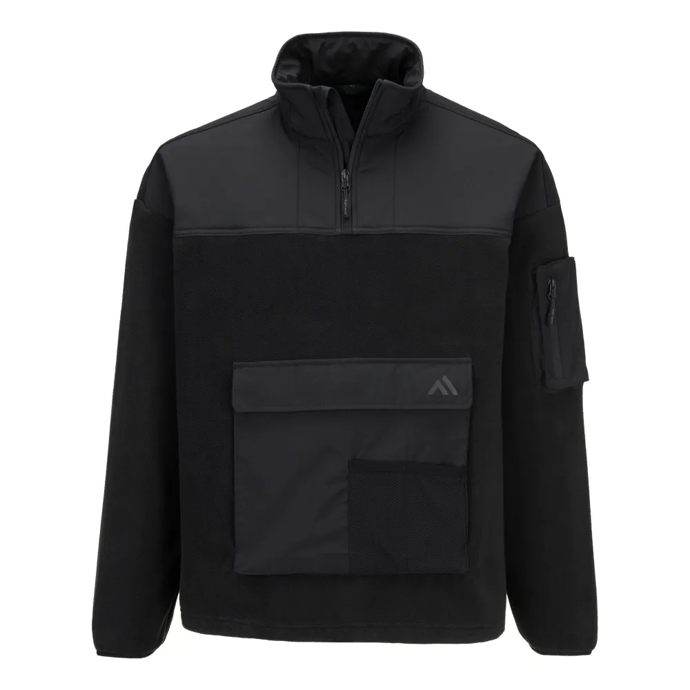 KX3 Fleece met 1/4 rits Zwart voorkant