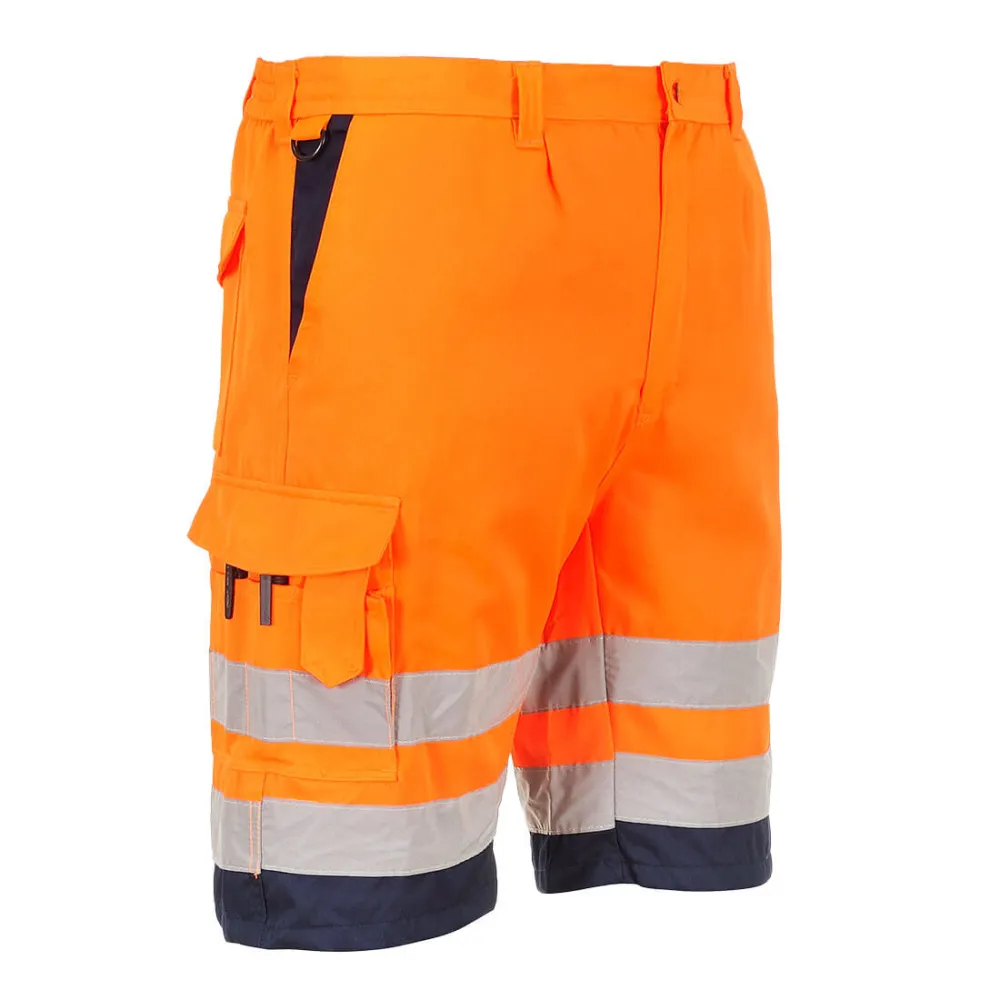 Hi-Vis lichtgewicht polykatoen korte broek Oranje/marine voorkant