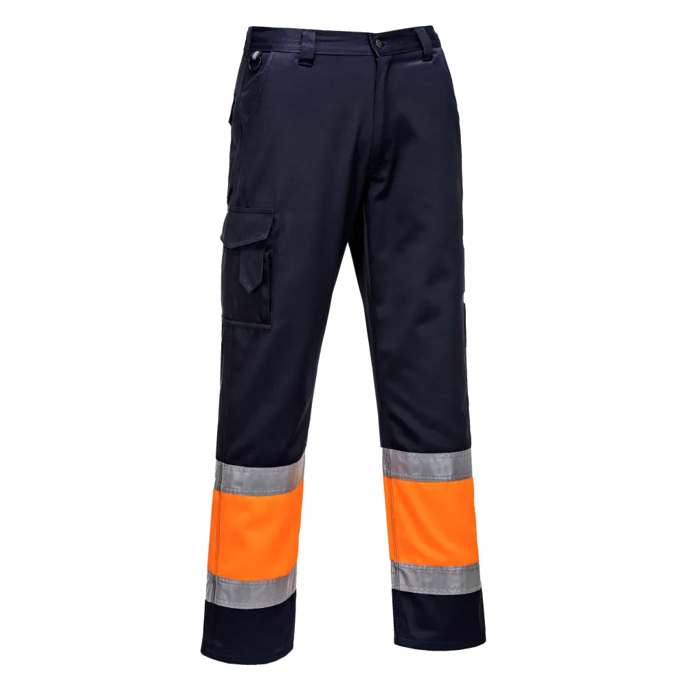 Hi-Vis lichtgewicht Tweekleuren Combat Broek Oranje/marine voorkant