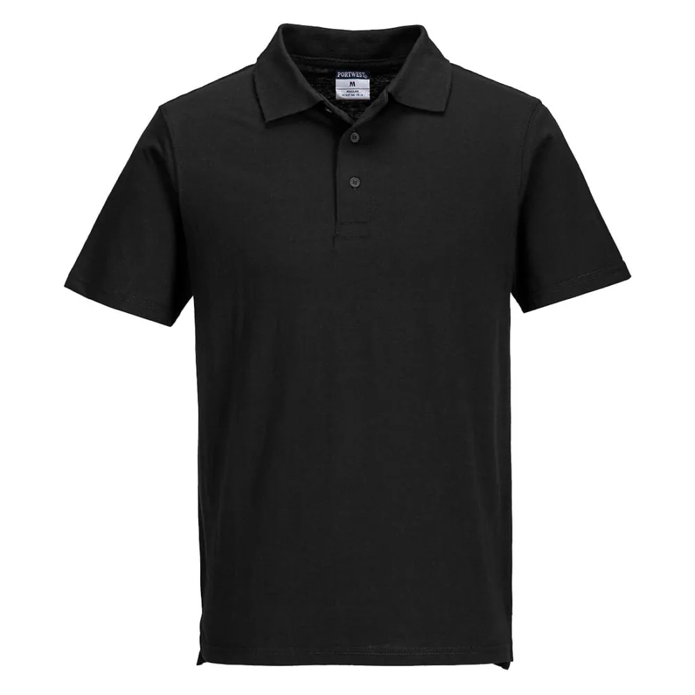 Lichtgewicht Jersey Poloshirt (48 stuks per doos) Zwart voorkant