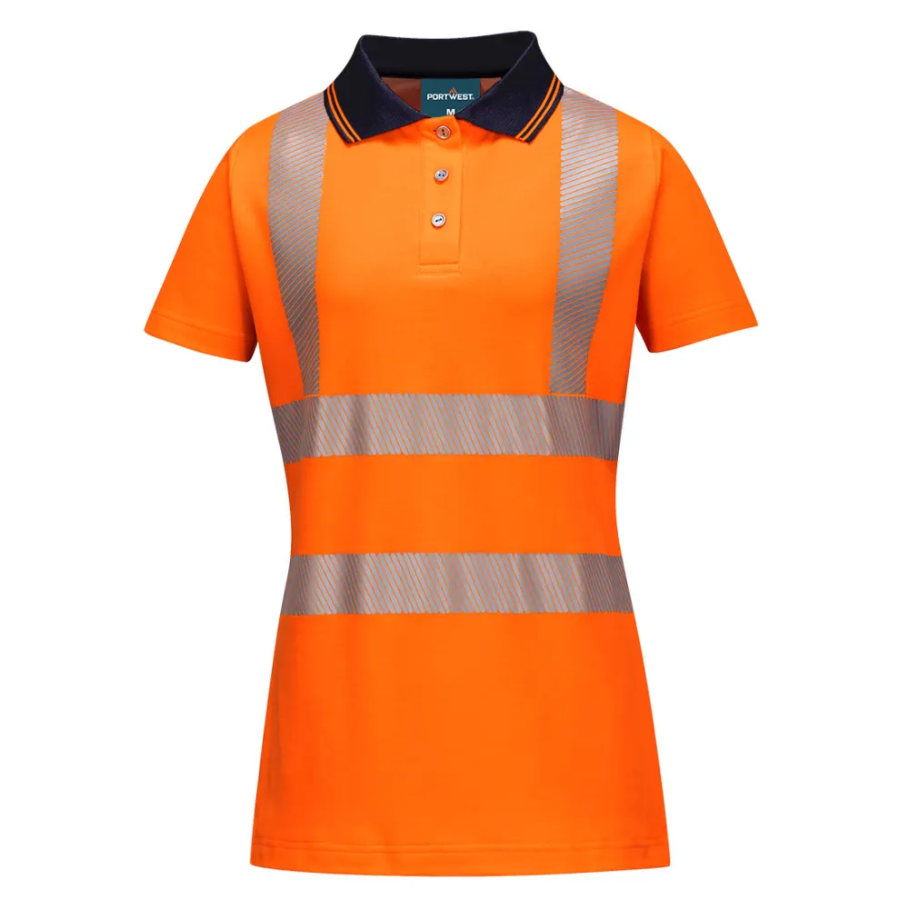 Dames Pro Poloshirt Oranje/zwart voorkant