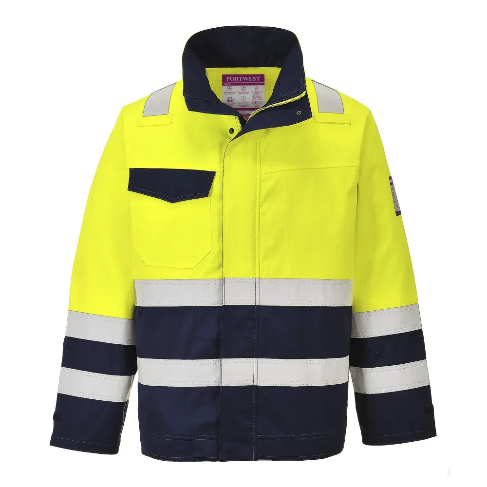 Hi-Vis Modaflame Jack Geel/marine voorkant