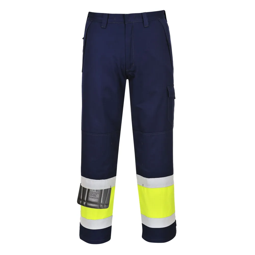Hi-Vis Modaflame Broek Geel/marine voorkant
