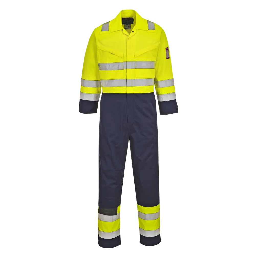 Hi-Vis Modaflame Overall Geel/marine voorkant