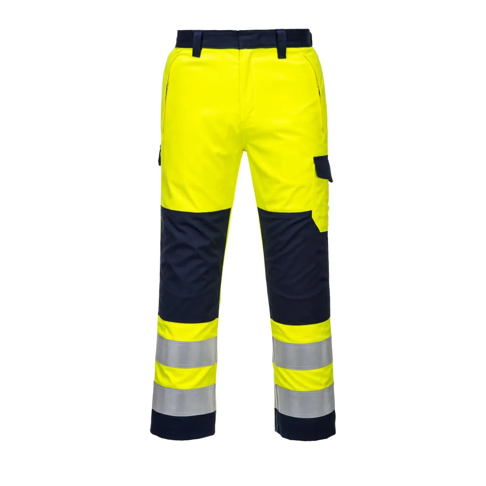 Hi-Vis Modaflame Broek Geel/marine voorkant