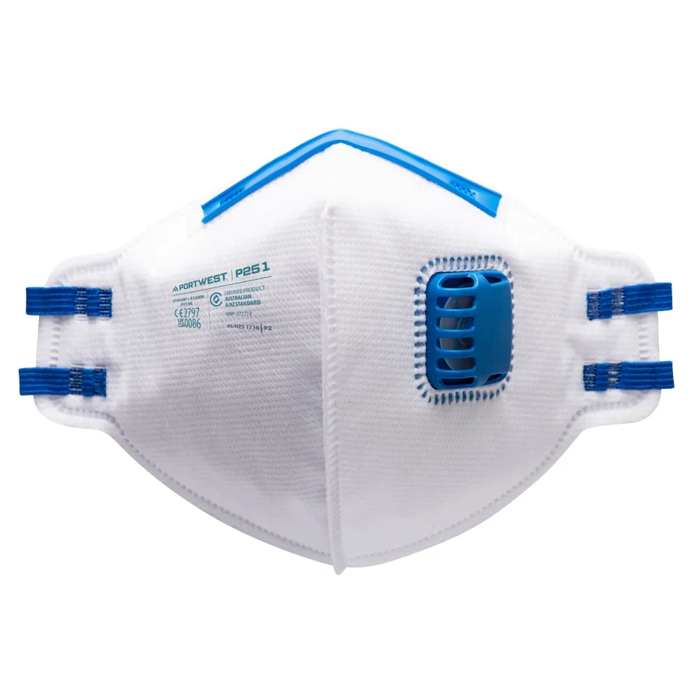 FFP2 Plat Gevouwen Masker met Ventiel (PK20) Wit voorkant