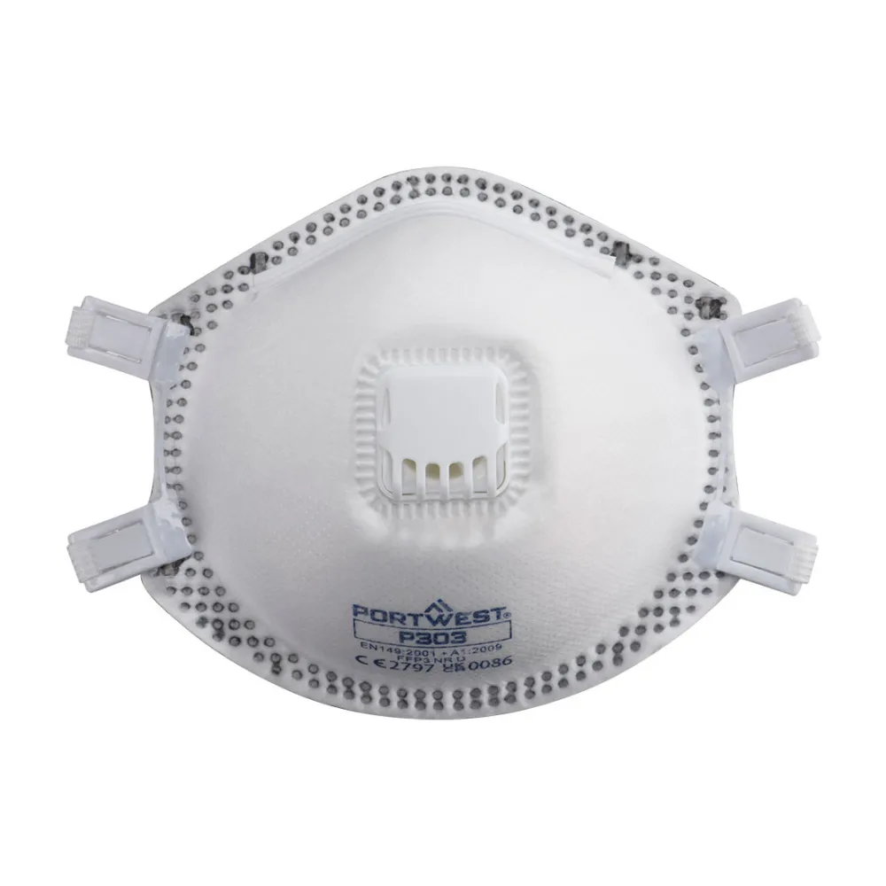 FFP3 Dolomite Masker met ventiel (PK10) Wit voorkant