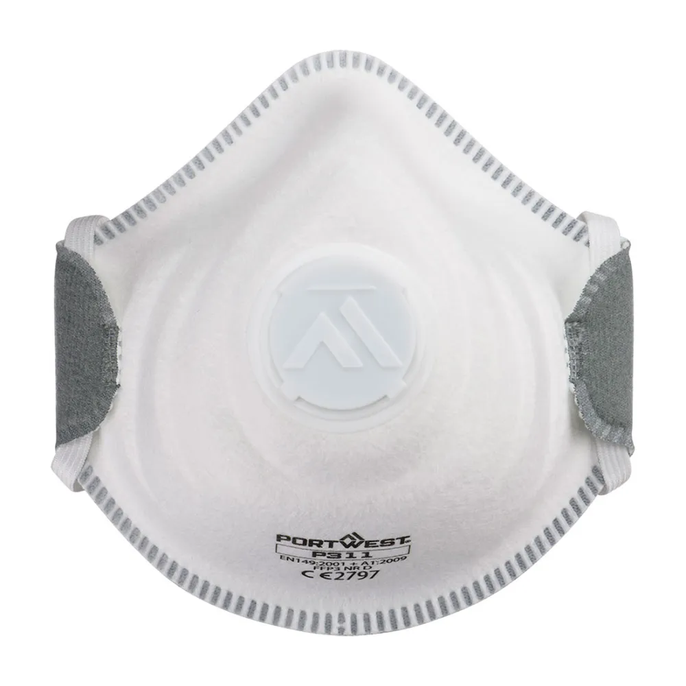FFP3 Koolstof Masker met Ventiel (pk10) Wit voorkant