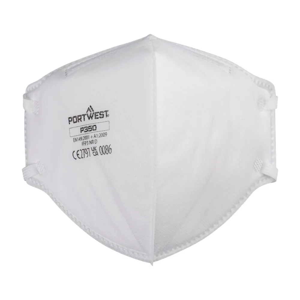 FFP2 Dolomiet Fold Flat filtrerend ademlucht masker Wit voorkant