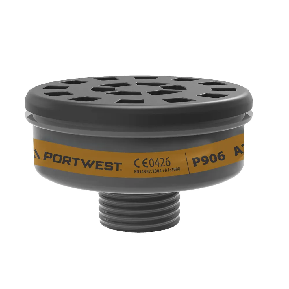 A2 Gasfilter met Universele schroefdraadsluiting (pk6) Zwart voorkant