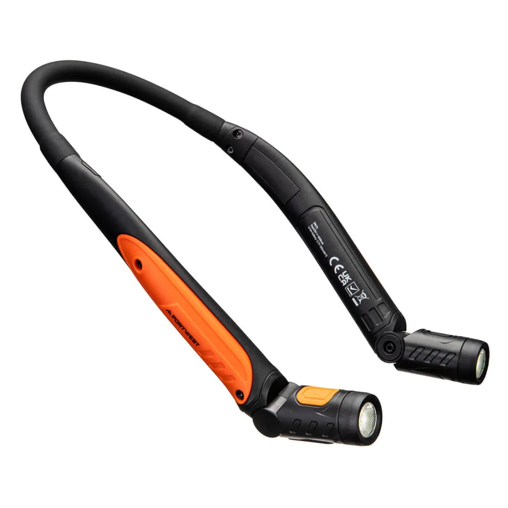 USB oplaadbare LED neklamp Zwart/Oranje voorkant