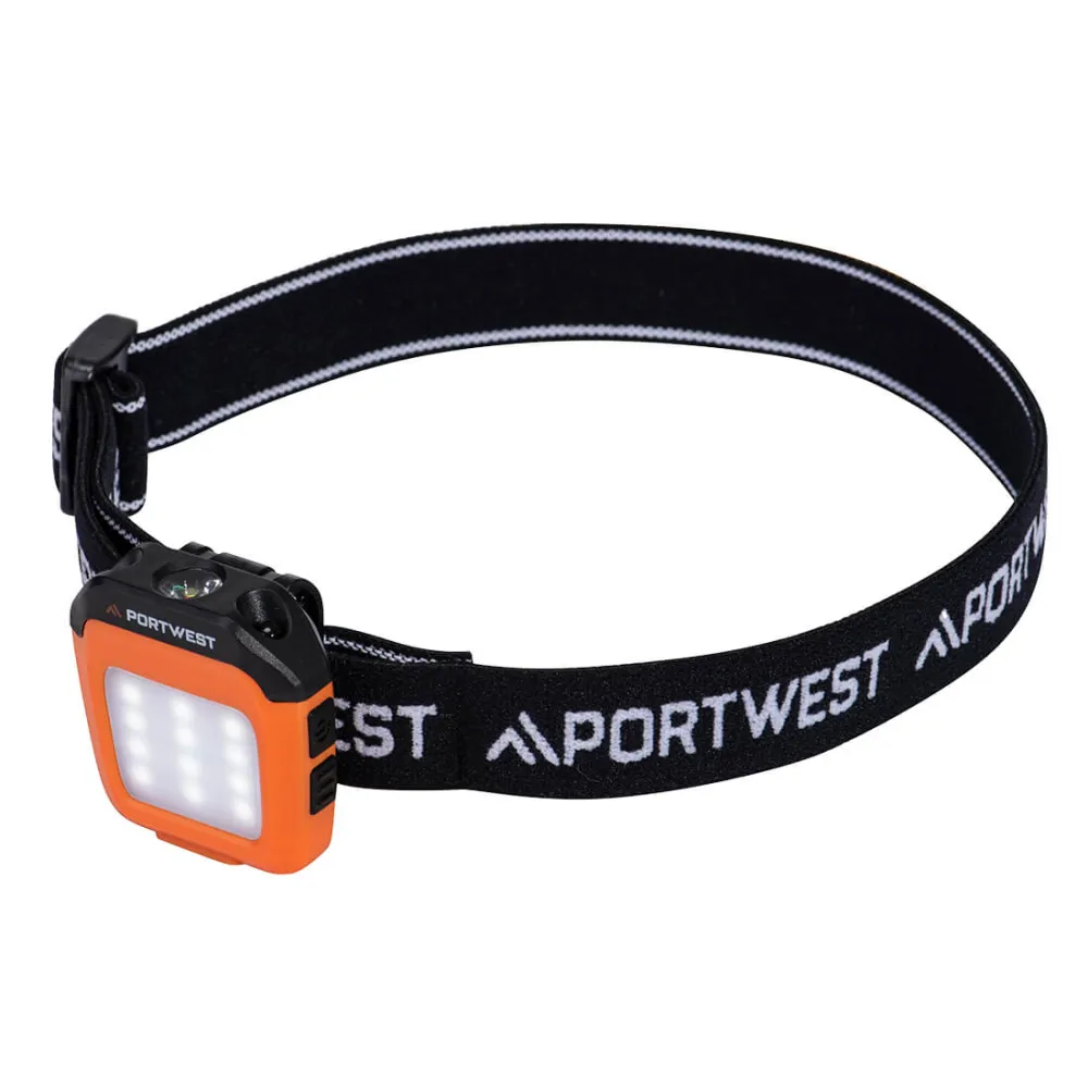USB-oplaadbare multifunctionele LED-petlamp Oranje/zwart voorkant