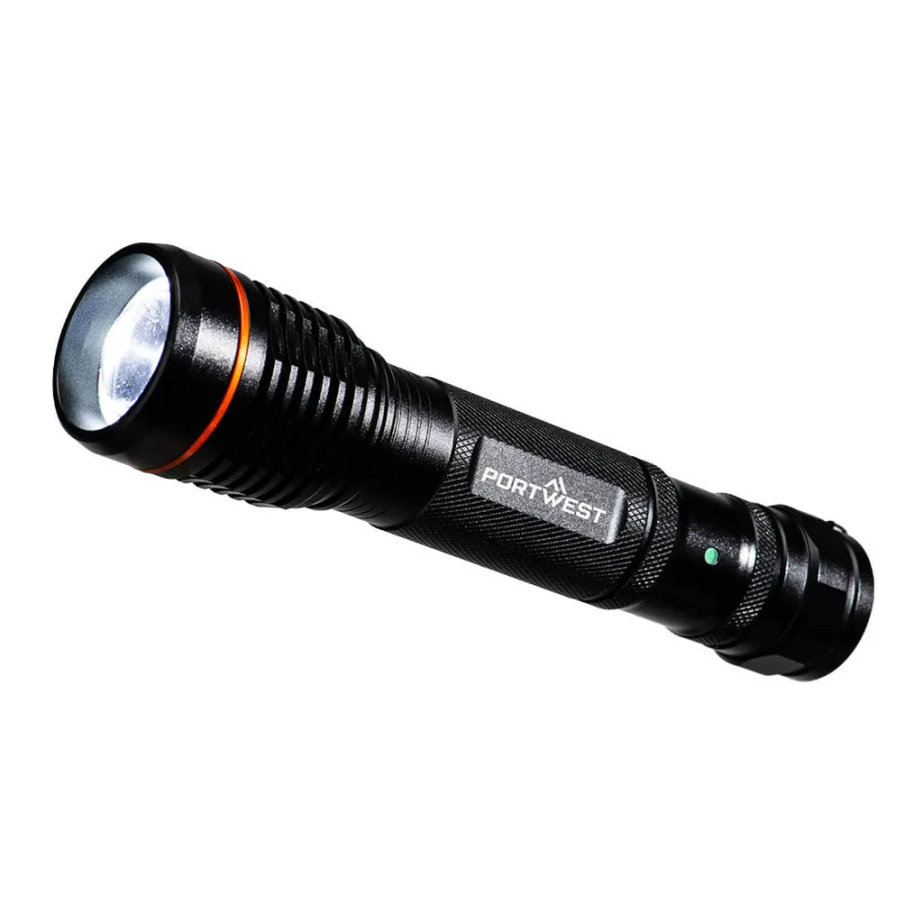 USB oplaadbare zaklamp Zwart voorkant