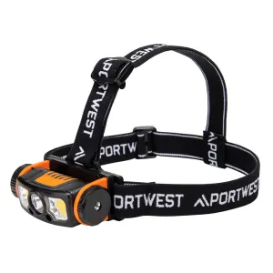 LED bewegingssensor USB-hoofdlamp Zwart/Oranje voorkant