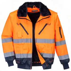 Hi-Vis 3-in-1 Pilotjack Oranje/marine voorkant