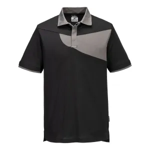 PW2 Hi Vis polo K/M Zwart/grijs voorkant