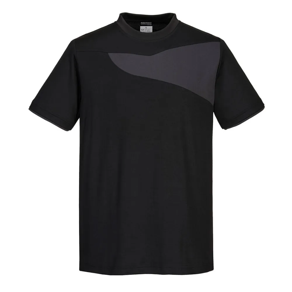 PW3 Hi-Vis T-shirt K/M Zwart/grijs voorkant