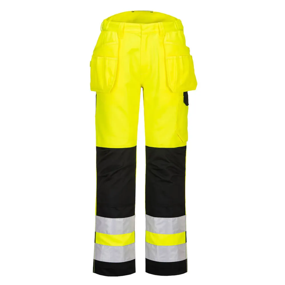 PW2 Hi-Vis Broek met Holsterzakken Geel/zwart voorkant
