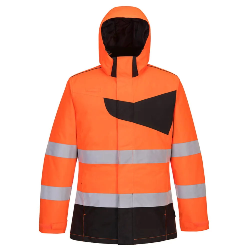 PW2 Hi-Vis winterjack Oranje/zwart voorkant