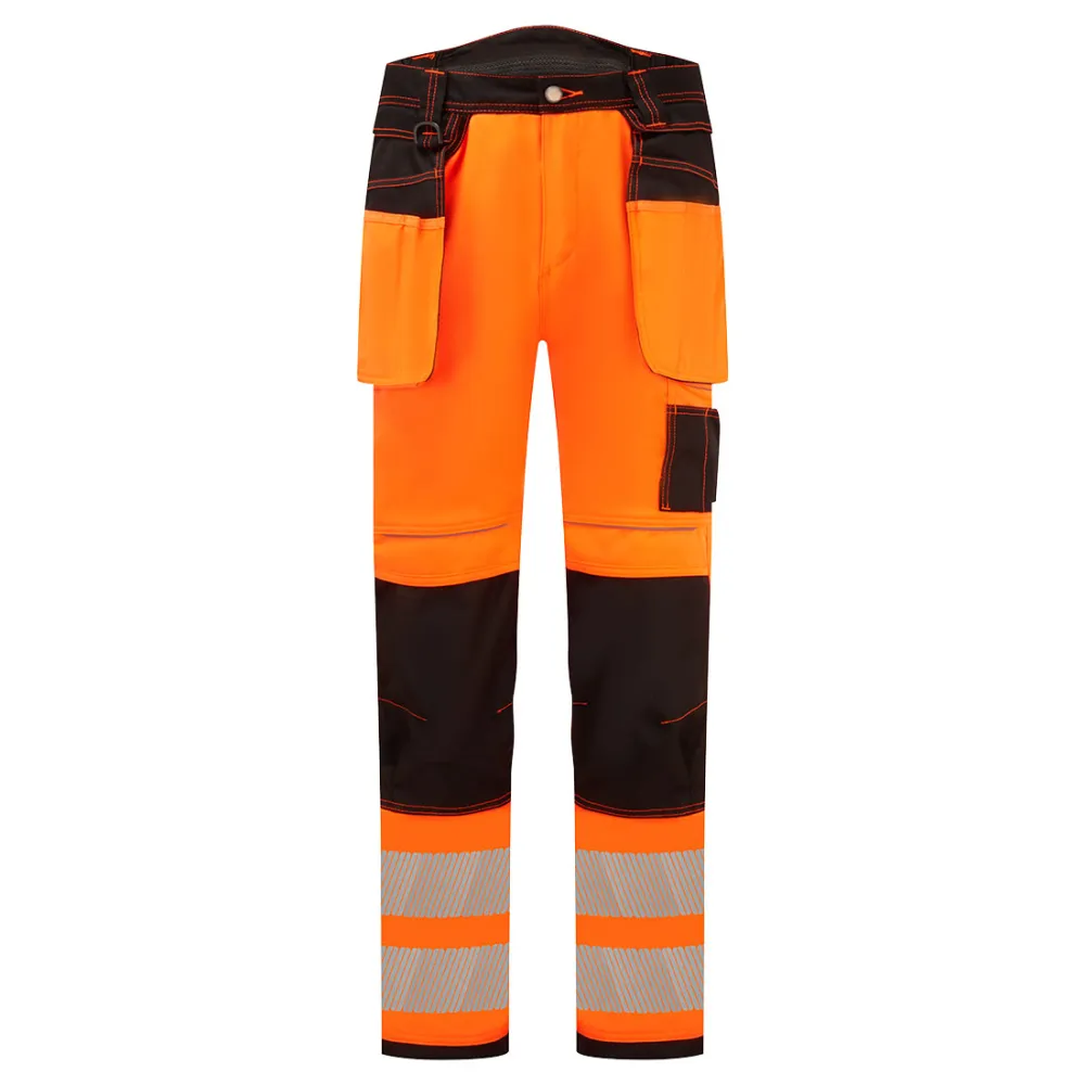 PW3 Hi-Vis Stretch Broek met Holsterzakken Oranje/zwart voorkant