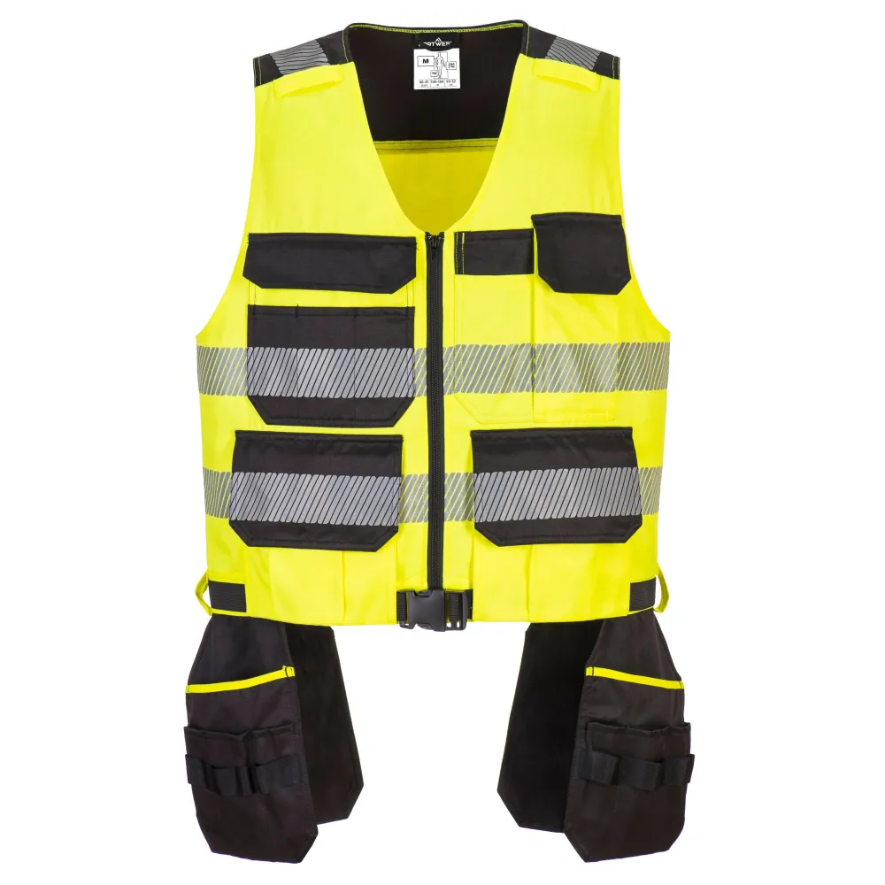 PW3 Klasse 1 Gereedschapsvest Geel/zwart voorkant