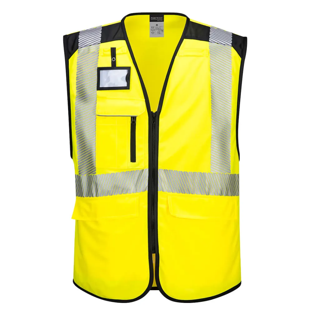 PW3 Hi-Vis Executive Vest Geel/zwart voorkant