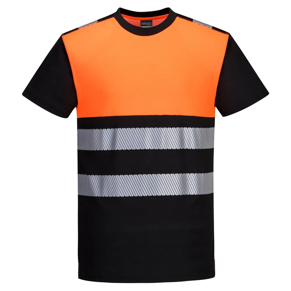 PW3 Hi-Vis T-shirt klasse 1 Zwart/Oranje voorkant