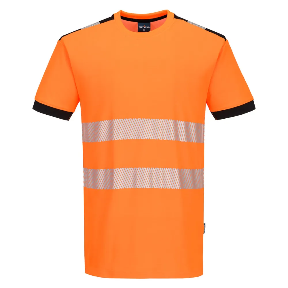 PW3 Hi-Vis T-Shirt S/S Oranje/zwart voorkant
