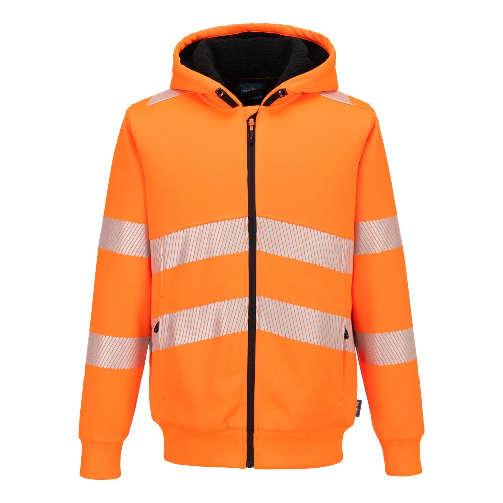 PW321 Hi-Vis Winter Hoodie met rits Oranje voorkant