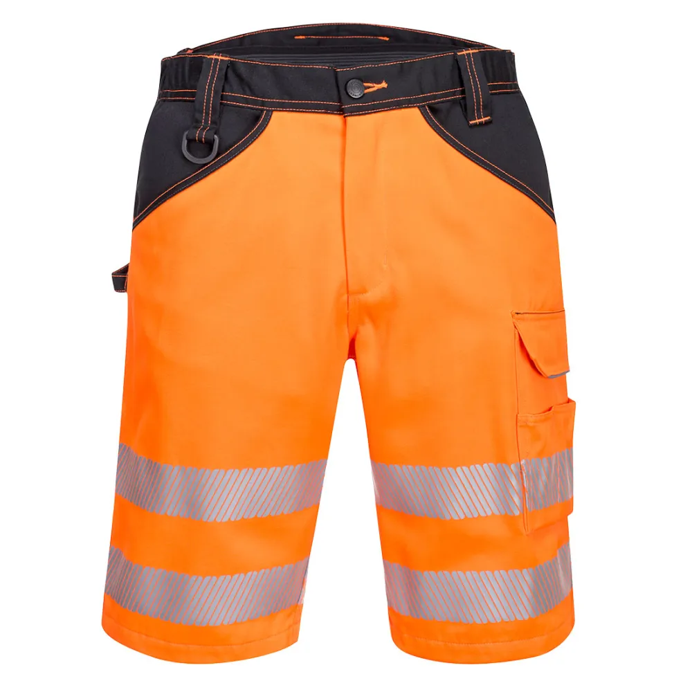 PW3 Hoge Zichtbaarheid korte broek Oranje/zwart voorkant