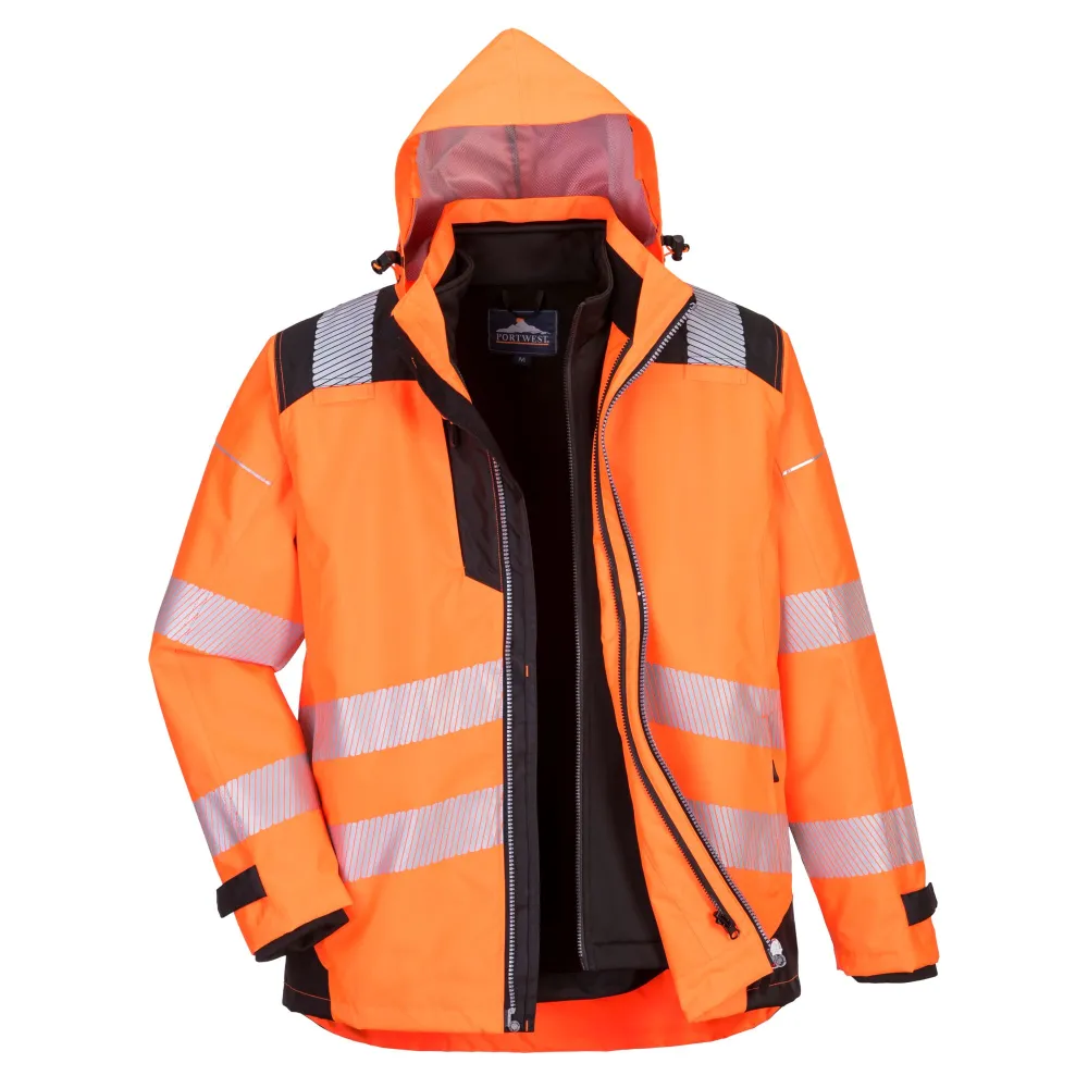 PW3 Hi-Vis 3-in-1 Jack Oranje/zwart voorkant