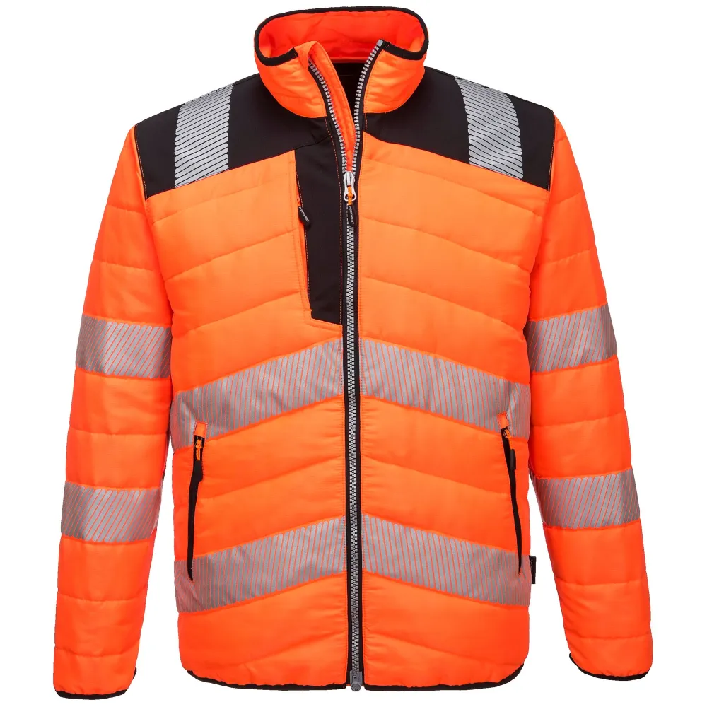 PW3 Hi-Vis gewatteerd Jack Oranje/zwart voorkant