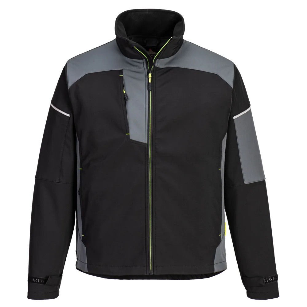 Pw3 Softshell Jack (3L) Zwart/grijs voorkant