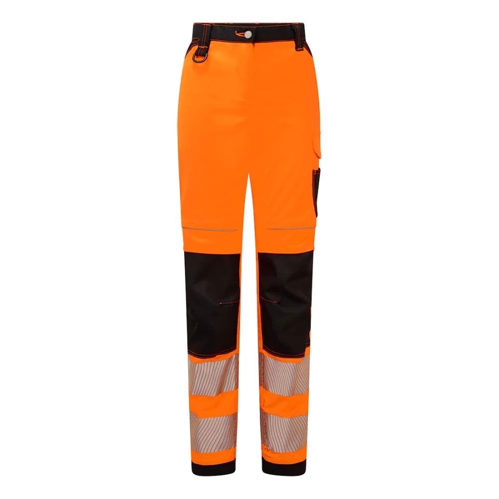 PW3 Hi-Vis Dames Stretch Werkbroek Oranje/zwart voorkant