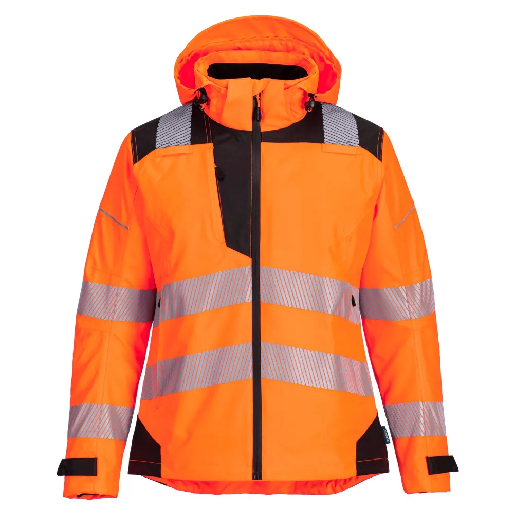 PW3 Hi-Vis Dames Regenjack Oranje/zwart voorkant