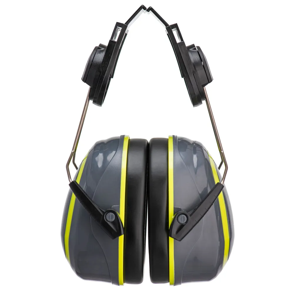 HV Ear Muff Medium Clip-On Grijs/ Geel voorkant