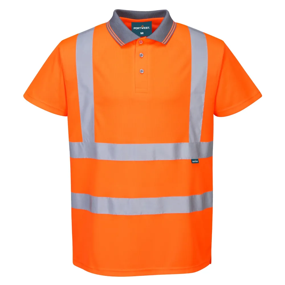 Hi-Vis Korte Mouw Polo RIS Oranje voorkant