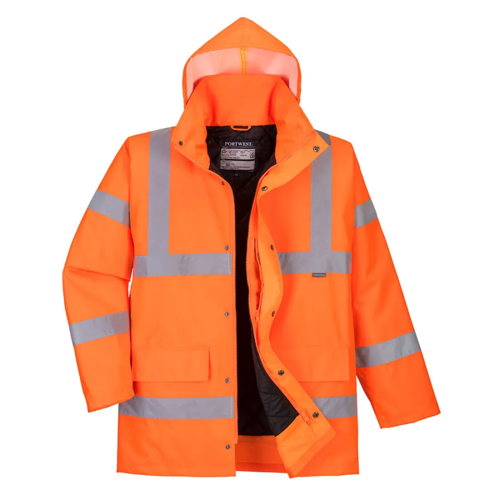 Hi-Vis winter Verkeersjack Oranje voorkant