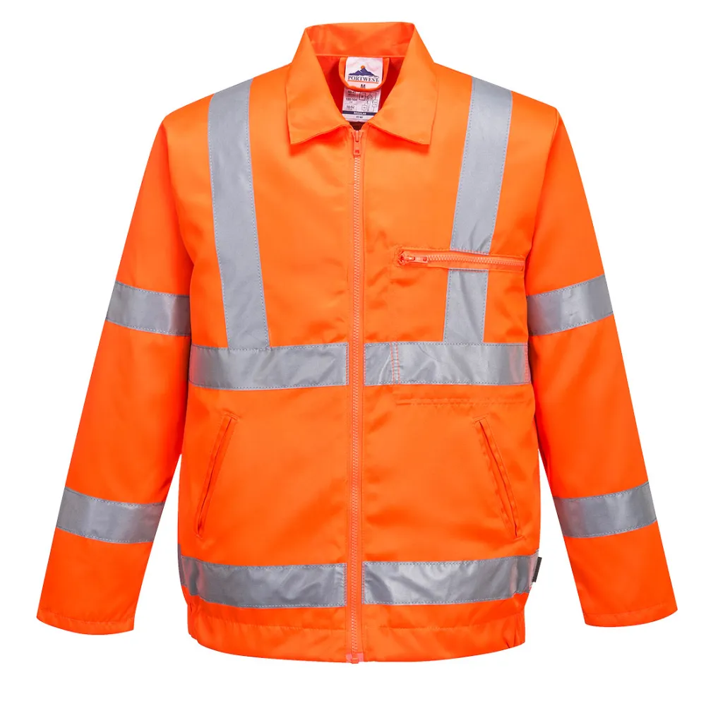 Hi-Vis Polyester Katoenen Bomberjack Oranje voorkant