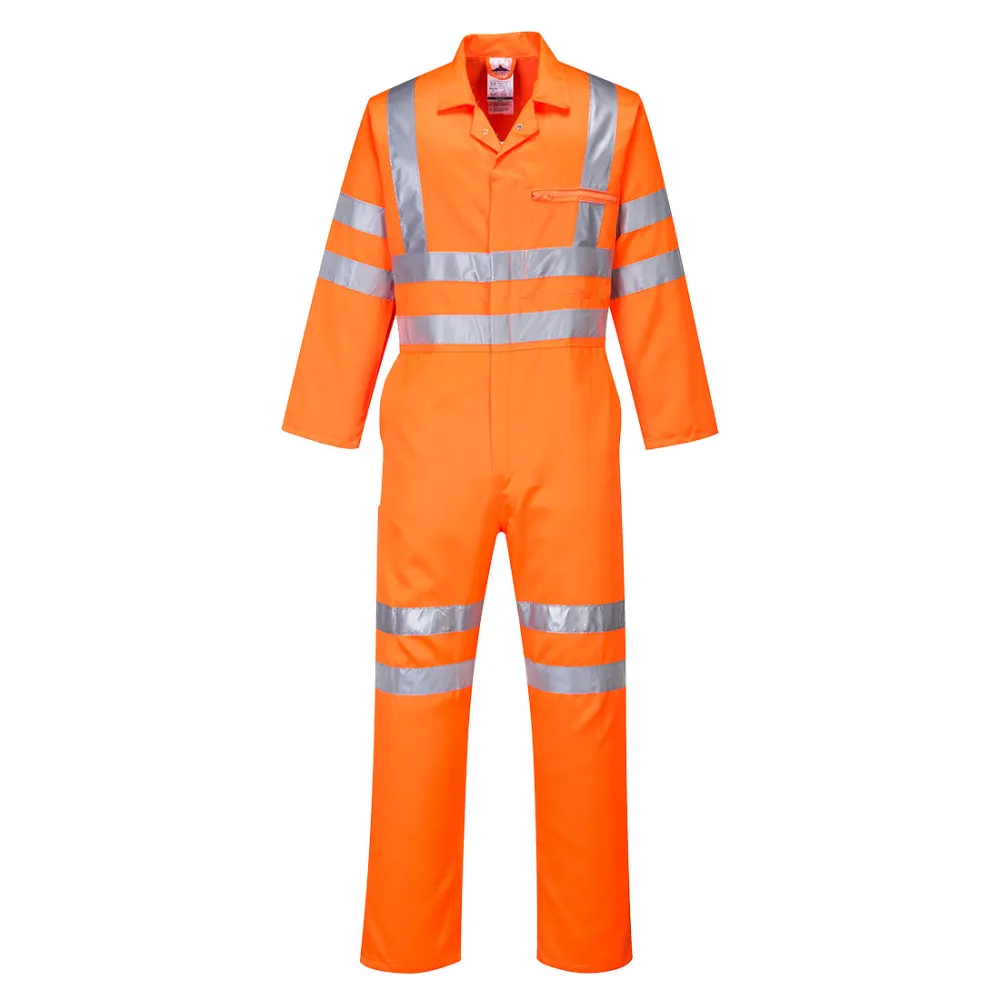 Hi-Vis Poly Katoenen Service Overall Oranje voorkant