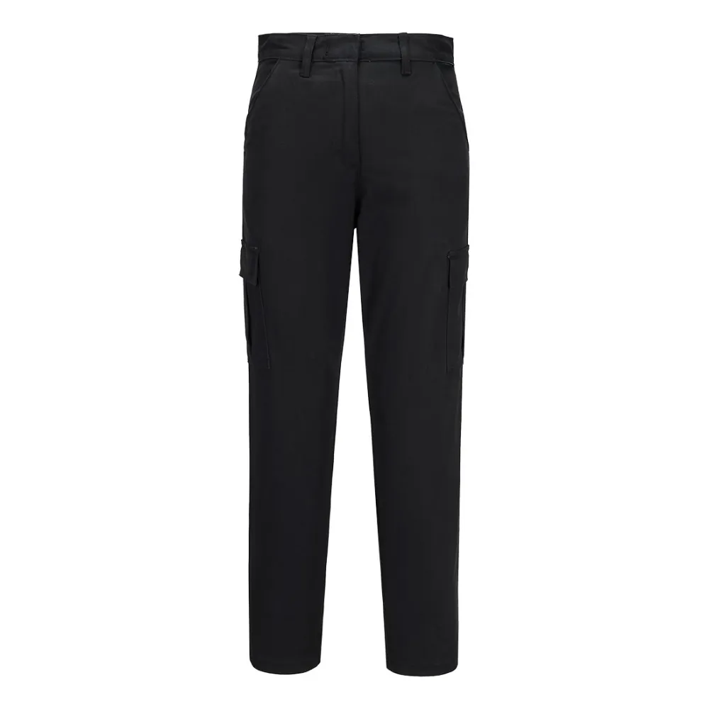 Dames Stretch Cargo Broek Zwart voorkant
