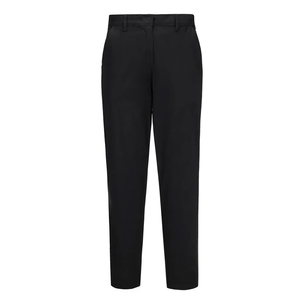 Dames Stretch Slim Chino Broek Zwart voorkant